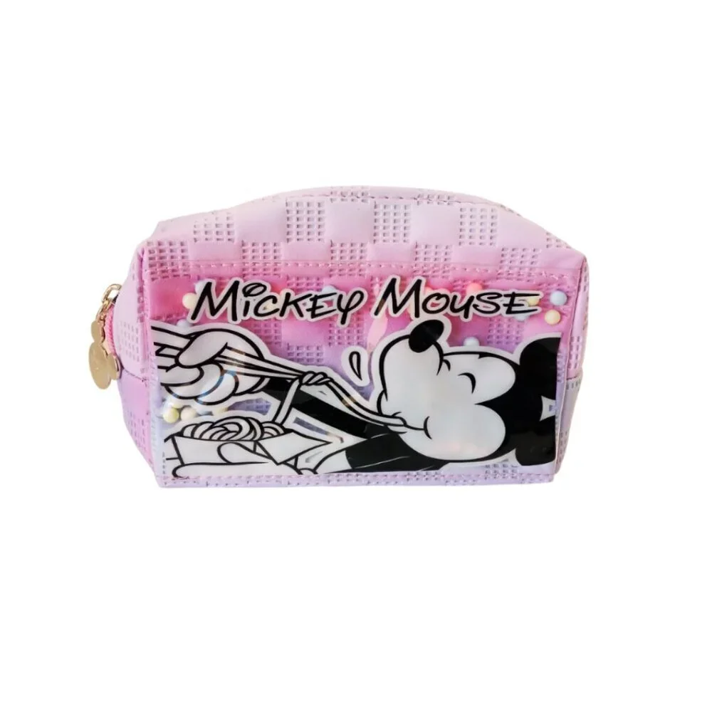 Mickey Mouse Iridescent Pink and Sky Blue Cosmetic Bag – Compact Travel Pouch –